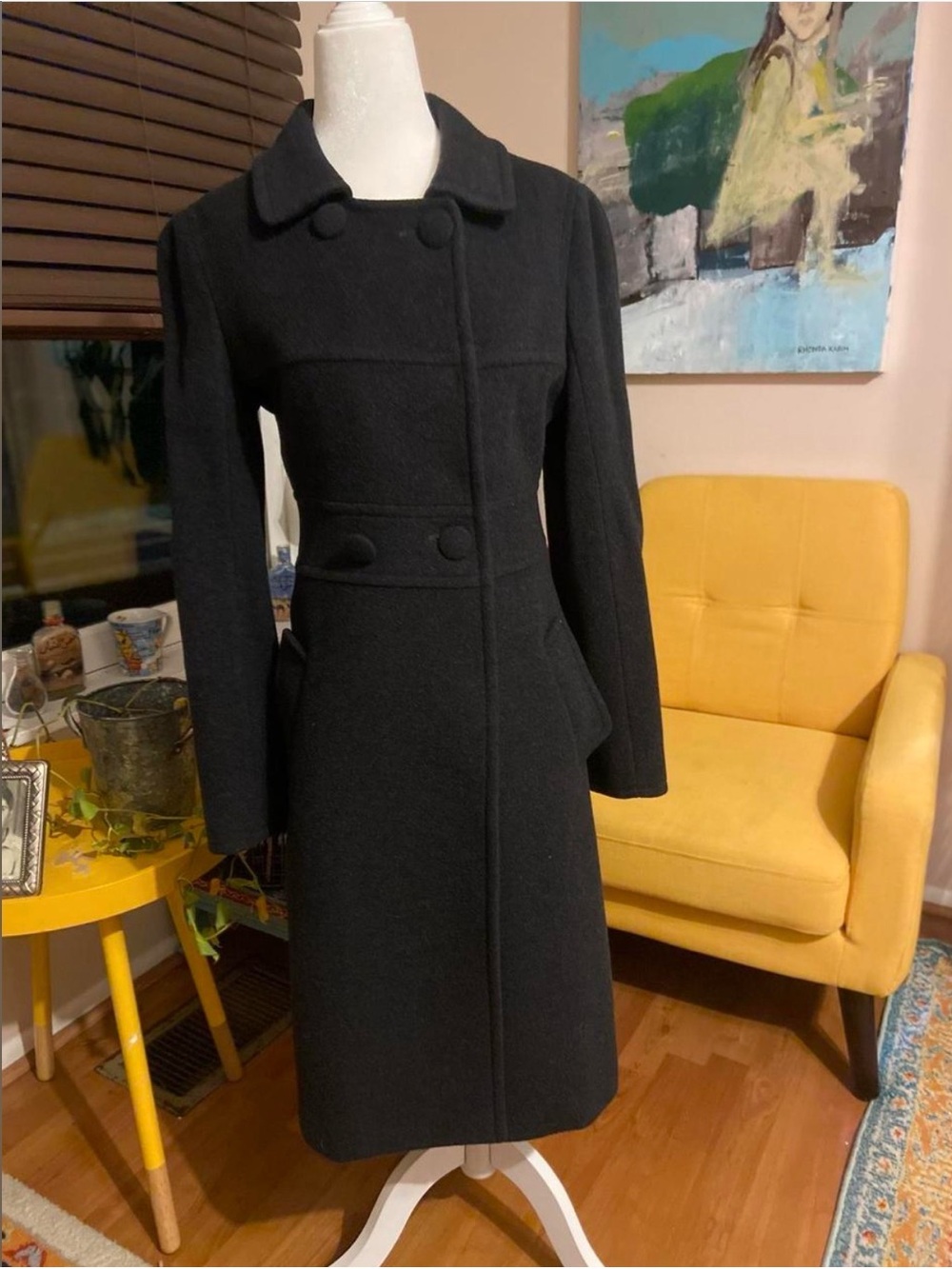 Saks Fifth Avenue Black Wool Pea Coat